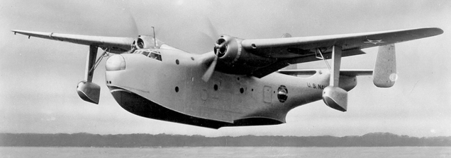 Martin XPBM-1, showing the retractable floats and flat tail